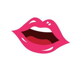 Sexy red lips isolated on transparent background. Vector illustration.
