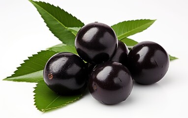 An enticing image of plump, freshly picked black grapes with bright green leaves suggesting natural sweetness and gourmet food