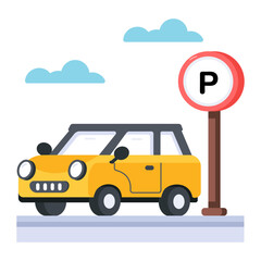 Check out flat icon of car parking 