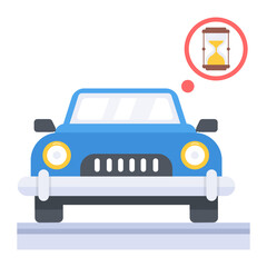 Download flat icon of a car waiting for passenger 