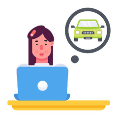 A flat style icon of online vehicle booking 