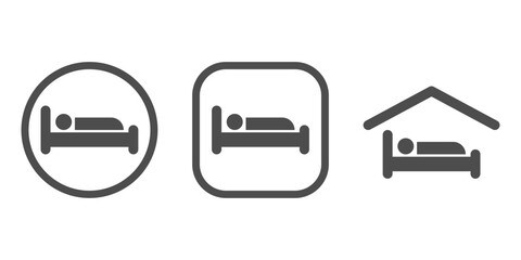 vector icon of bed or hotel location, lodging location icon - obrazy, fototapety, plakaty