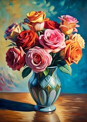 Vibrant bouquet of roses