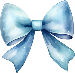 blue watercolor bow on white background - 771392884