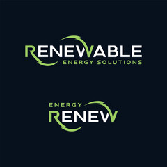 Renewable Energy Text lettering Logo design vector template