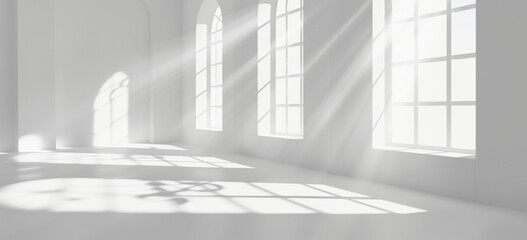 Fototapeta premium empty room interior with sunlight coming in from a window