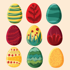 Collection of Festive Easter Egg Designs Vector Illustration
