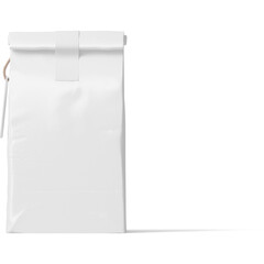 Blank white standing zipper pouch isolated on transparent background , can be used in a variety of industries, such as food and beverage, cosmetics, and electronics.