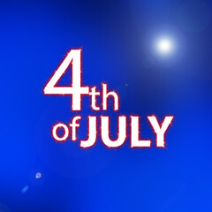 4 july Independence day greeting card. Text on a blue gradient background.