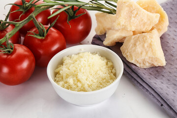 Shredded Italian hard parmesan cheese