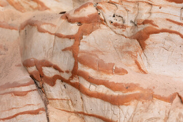 A beautiful close-up of a sandstone wall in Gauja National Park, Latvia. Early spring scenery in Northern Europe. - 771398093