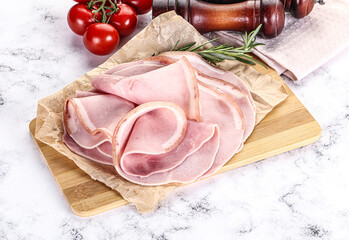 Slices of natural organic ham