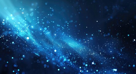 Background Abstract Blue. Dark Blue Explosion of Glistering Particles in Technology Illustration
