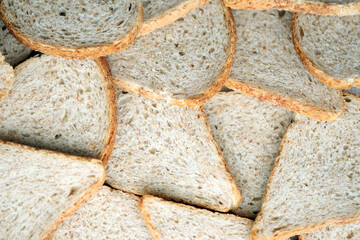 Fresh sliced bread in full frame macro photo close up