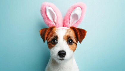 Jack Russell Terrier Pink Bunny Ears Easter Theme
