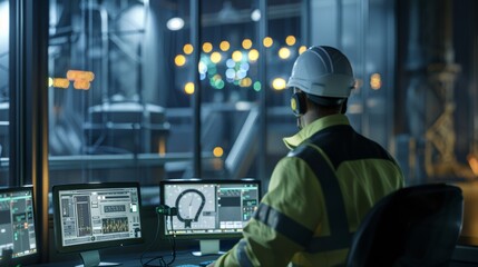Industrial engineer operating SCADA system, exemplifying technology in industry