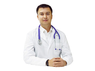 Fototapeta premium smiling doctor with stethoscope