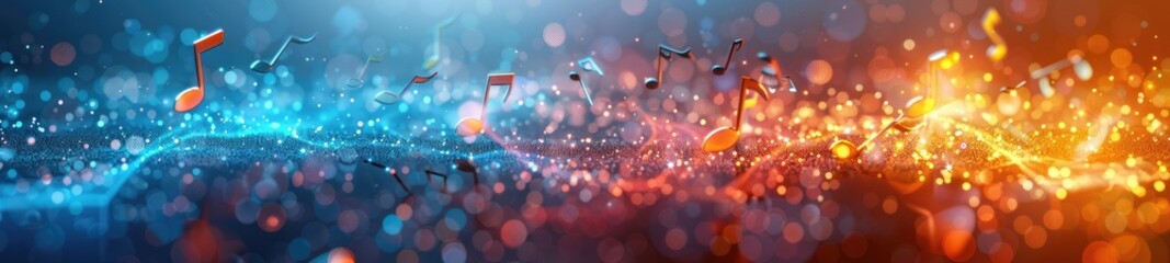 Abstract magical musical notes floating - obrazy, fototapety, plakaty