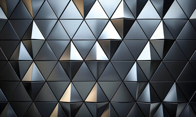 Glossy metallic geometric triangle patterns for background, Generative AI 