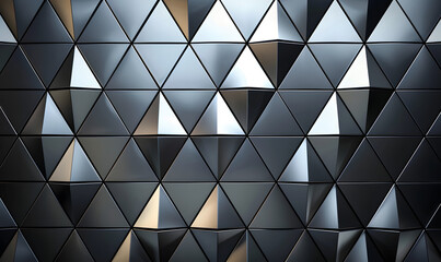 Obraz premium Glossy metallic geometric triangle patterns for background, Generative AI 