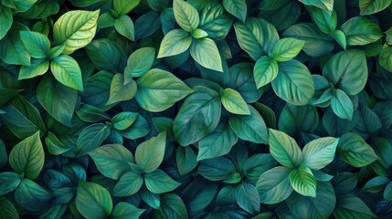 A seamless pattern of green leaves on a dark background