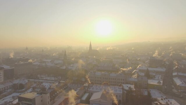 Cluj Napoca morning aerial view, Cluj, Romania