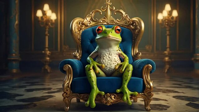 Beautiful frog on the throne concept
