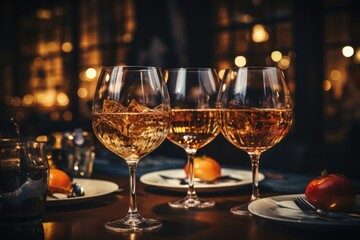 Glasses on table in party Generative AI