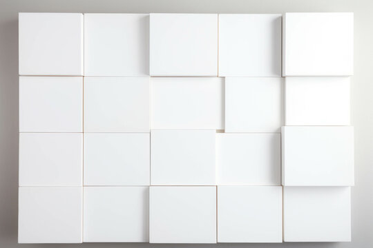 Empty canvas mockup for displaying artwork hanging on a white wall, Display mockup