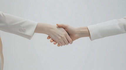 close up of a business and casual handshake on a white background 