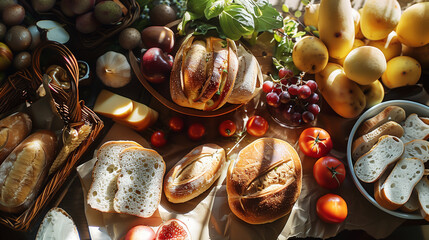 Naklejka premium Food, bread, tomato, gourmet, fruit, meal