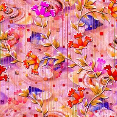 Trendy New Floral Seamless Pattern for Digital Print Allover Design