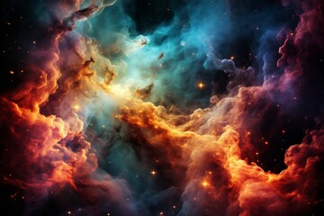 cosmic beauty of a colorful galaxy, nebula, and supernova, evoking a sense of wonder and awe in the vastness of space. - obrazy, fototapety, plakaty
