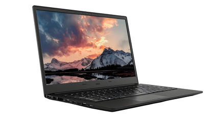 Modern-day sleek gaming latop isolated on a transparent background, PNG, Ai