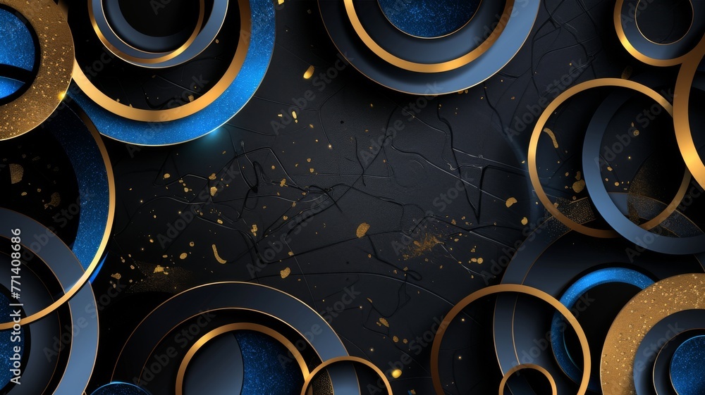 Poster elegant black and gold abstract circular design - sophisticated abstract image featuring black textu