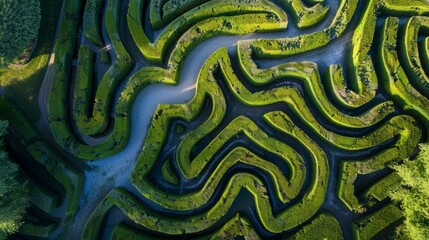 Aerial View of Maze in Forest