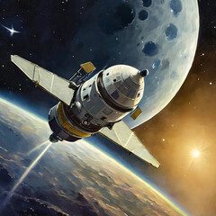 spaceship and moon Generative AI