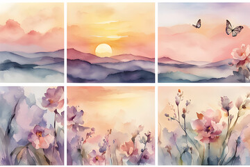 Watercolor landscape in twilight time
Generative AI