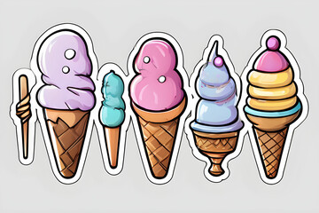 Sticker of ice cream accessories on a white background.
Generative AI
