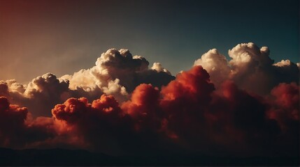 Closeup dark crimson to burnt sienna color gradient texture surface of cloudy puffs of smoke backdrop background dramatic lighting from Generative AI - obrazy, fototapety, plakaty