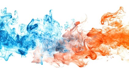 A vibrant explosion of blue and orange watercolor with dynamic brush strokes