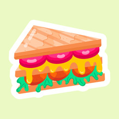 Modern Flat Stickers Depicting Toastie 

