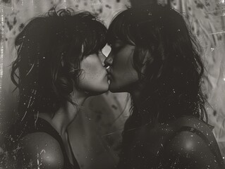 sensible portrait of two woman kissing each other