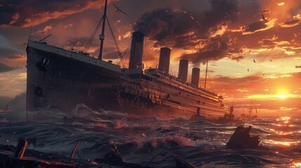 A ship sailing on the ocean