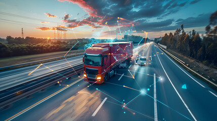 truck on highway , generative ai