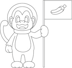 Monkey Banana Astronaut Space Animal Vector Graphic Art Illustration