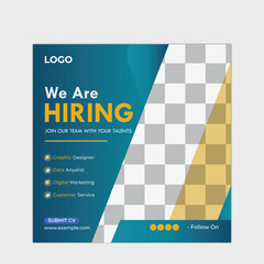  We are hiring job opportunity banner design. Job recruitment banner. Social Media Job vacancy banner. Square web banner template.