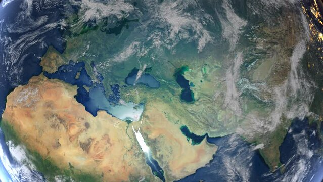 Realistic Earth Zoom In Clouds with Alpha Channel and Borderline Bulgaria