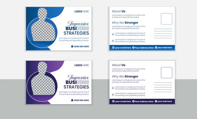 Creative corporate business postcard design template vector illustration or marketing agency postcard template design .