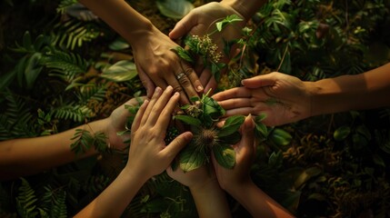 a diverse group of individuals working together to preserve nature